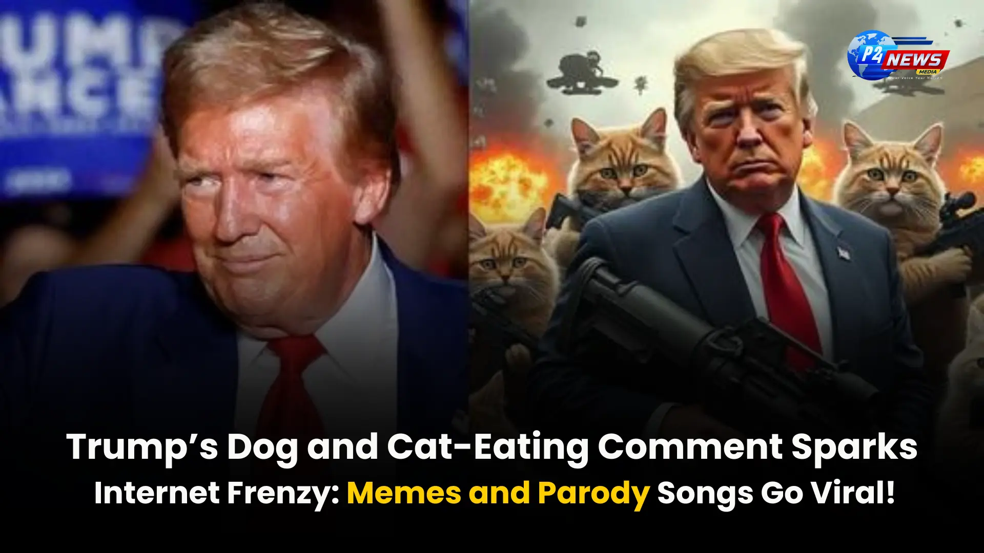 Trump’s Dog and Cat-Eating Comment Sparks Internet Frenzy: Memes and Parody Songs Go Viral!